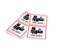 UN3481 Batteria Adesivi con Nero Parole 4.68 x 4.29" 100pz