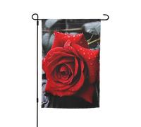 Una bandiera con rosa rossa, 30,5 x 45,7 cm, bandiere per esterni, verticale su entrambi i lati, bandiera da giardino, grande striscione per casa, cortile, bandiera decorativa per prato, decorazione