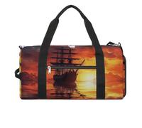 Una barca a vela sull'acqua borsa da palestra per uomo donna impermeabile borsone da viaggio leggero borsa per viaggi sport, bianco, taglia unica