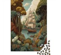 Una Barca a Vela Vintage Dipinta è Ancorata nella Baia Jigsaw Puzzle 70x50cm/1000pcs Adulti Puzzle Gioco EduGattoivo Decorazioni Per La Casa
