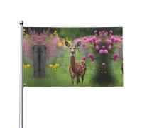 Una bella bandiera decorativa per esterni con cervo (0,9 x 1,5 m), bandiera durevole che non sbiadisce, bandiera per matrimoni e anniversari all'aperto