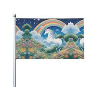 Una bella bandiera decorativa per esterni con unicorni (0,9 x 1,5 m), resistente allo sbiadimento, bandiera per matrimoni e anniversari all'aperto