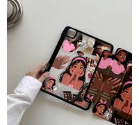 Una bella e carina cover posteriore in acrilico trasparente cristallino con dipinto fronte-retro, antiurto, adatta per custodie protettive per iPad di 7a, 8a e 10a generazione (10.2 pollici), con slot