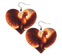 Una bella fenice stampa elegante orecchini a forma di cuore leggeri accessori da donna perfetti per feste e San Valentino.