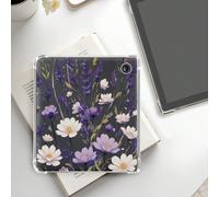 Una bellissima custodia per Kobo in TPU trasparente con un delicato motivo floreale lavanda viola, che offre protezione anti urto PianteTPU