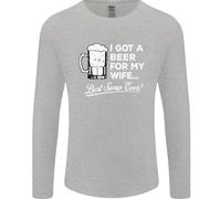 Una Birra Per Mia Moglie Divertente Alcol BBQ Uomo Manica Lunga T-Shirt