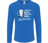 Una Birra Per Mia Moglie Divertente Alcol BBQ Uomo Manica Lunga T-Shirt