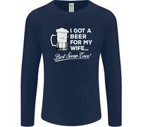 Una Birra Per Mia Moglie Divertente Alcol BBQ Uomo Manica Lunga T-Shirt