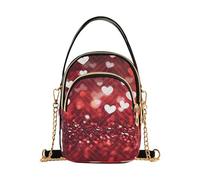 Una borsa a tracolla da donna con catena floreale animale portafoglio cellulare borsa trapuntata a tracolla frizione cerniera tote San Valentino rosso cuori bianchi