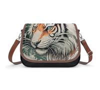Una borsa a tracolla da donna disegnata a mano con tigre, borsa a tracolla in pelle regolabile, tracolla rimovibile, borse a mani libere