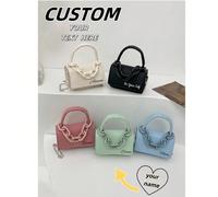 Una borsa a tracolla personalizzata con un nome personalizzato o un messaggio festivo. 1 pezzo borsa da ragazza, stile semplice e casual, borsa quadrata leggera per ragazze, in tessuto in pelle PU di 