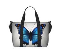 Una borsa da viaggio a mano blu con stampa farfalla con cerniera Weekender borsa da notte per donne uomini Carry On