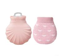 Una borsa dell'acqua calda compatta in silicone indispensabile che si riscalda rapidamente e trattiene efficacemente il calore (rosa)