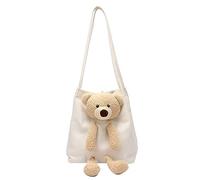 Una borsa di tela della spalla borsa dello studente delle donne di colore puro borsa carina borsa ad alta capacità di viaggio casual kawaii moda donna borse a tracolla, bianco, Taglia unica