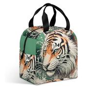 Una borsa per il pranzo disegnata a mano con tigre per adulti, borsa termica a tenuta stagna con cerniera e tasche multiple, grande capacità per ufficio, lavoro, picnic