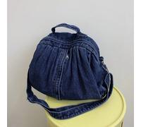 Una Borsa Portatile E Stilosa Pieghevole A Forma Di Conchiglia In Denim, Che Può Essere Indossata Sia Come Borsa A Spalla Sia Come Borsa A Doppia Spalla. ColoratoDenim