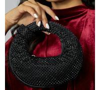 Una borsetta a forma di luna luccicante, elegante clutch da festa con design a abaco, borsa da donna scintillante con strass, borsa a spalla casual chic, borsa glitterata scintillante, un regalo inter