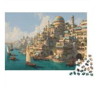 Una città costiera costruita su una collina, Marocchino e Baghdad-style Puzzle Sostenibili Con Motivi Per Adulti Da Gioco in Legno Di Alta Qualità 1000pcs (75x50cm)
