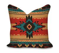 Una coperta con un motivo nativo americano federa per cuscino con cerniera 50,8 x 50,8 cm fattoria cotone lino quadrato accento federa per cuscino per soggiorno letto divano sedia arredamento casa