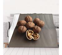 Una coperta di flanella stampata Fresh Walnut 101,6 x 76,2 cm, morbida flanella, perfetta per decorazioni autunnali per la casa e i viaggi (76-203 cm)