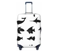 Una copertura per bagagli da viaggio affascinante per bagagli da 45,7 a 81,7 cm, lavabile, resistente ai graffi, Pesce bianco e nero, L