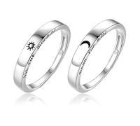 Una Coppia di Anelli di Sole e Luna, Anelli Aperti Regolabili, Anelli di Coppia di Fidanzamento Maschile e Femminile, Fedi Nuziali