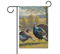 Una coppia di bandiere da giardino con tacchini selvatici su entrambi i lati, 30,5 x 45,7 cm, bandiera verticale in lino, bandiere per la casa durevoli per feste decorative all'aperto