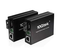 una coppia di Bidi Gigabit Ethernet Media Converter, da 1,25G SFP a RJ45 da fibra a rame, con ricetrasmettitore SFP Bidi incorporato (1000Base-LX, 20km, monomodale simplex SC)