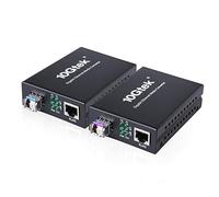 una coppia di Bidi Gigabit Ethernet Media Converter, da 1,25G SFP a RJ45 da fibra a rame, ricetrasmettitore Bidi SFP incorporato (1000Base-LX, 20km, monomodale simplex LC)