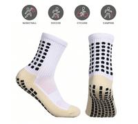 Una coppia di calzini da calcio da uomo per sport all' aperto con grip antiscivolo e imbottitura per il calcio progettati per una presa antiscivolo in sport come calcio e basket. Tagli UnicaTessuto