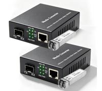 Una coppia di convertitore multimediale in fibra Gigabit con 2 pacchetti moduli Gigabit SFP LC 20KM modalità singola, convertitore da fibra a Ethernet 1.25G/s, Gigabit SFP a RJ45 10/100/1000M, SMF