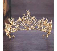 Una corona da sposa vintage con farfalla e strass, corona di cristallo, accessori per capelli da sposa, copricapo da principessa, regali fatti a mano