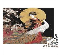 Una cortigiana raffinata e un pavone biancoPuzzle 1000 Pezzi Per Adulti, Giochi Educativi, Sfide, Decorazioni Per La Casa70x50cm/1000pcs