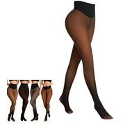 Una Cucitura In Pile Foderato Collant Per Le Donne Falso Sheer Termico Leggings Controllo Della Pancia Culo Sollevamento Inverno Caldo Collant, Magico In Pile Foderato Leggings Donne(Bronze,XS/S)