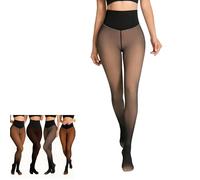 Una Cucitura In Pile Foderato Collant Per Le Donne Falso Sheer Termico Leggings Controllo Della Pancia Culo Sollevamento Inverno Caldo Collant, Magico In Pile Foderato Leggings Donne(Light,2XL/3XL)