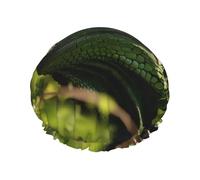 Una cuffia da doccia riutilizzabile iguana verde pensante: cuffia da doccia a doppio strato impermeabile, elastica, ecologica per uso quotidiano