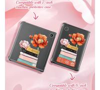 Una custodia Kobo trasparente bellissima, fresca e delicata con un motivo di libri e fiori, realizzata in materiale TPU trasparente con protezione anti-caduta, adatta per i lettori di e-book Kobo Pian