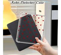 Una custodia per Kobo fresca, carina, alla moda e bella, con molti piccoli motivi a cuori rossi, realizzata in materiale TPU trasparente per una protezione efficace stampa dappertuttoTPU