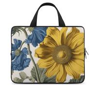 Una custodia per laptop gialla con stelo floreale borse impermeabili ultra sottili, borsa protettiva portatile per computer con cinturino da polso, Stile, 10inch