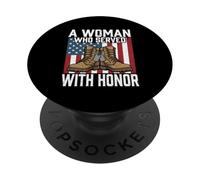 Una donna che ha servito con onore Giornata dei veterani Patriottica femminile PopSockets PopGrip Adesivo