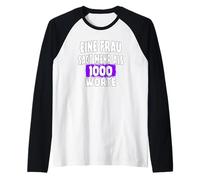 Una Donna Dice più di 1000 Parole, Scritta Divertente Slogan Maglia con Maniche Raglan