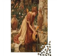 Una donna greca attinge acqua da un pozzo di pietra usando un vaso di terracotta Puzzle 1000Pcs Decorazione Per La Casa. Rilassamento E Intelligence Per Adulti E Bambini Da 14 Anni 38x26cm/1000pcs