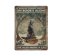 Una donna non può sopravvivere sui libri Targa in metallo Targa in alluminio vintage Targa in ferro Pittura Poster in latta per Bar Uomini Cave Cafe Garage all'aperto Decorazione della parete di casa