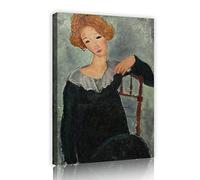 Una donna Panle con capelli rossi di Amedeo Modigliani, replica poster stampa su tela legno Wall Art Immagini per Home Decor 38x25cm Framework interno