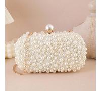 Una elegante e alla moda clutch di colore champagne decorata con perle finte, borsa da sera. Adatta per feste, cene, matrimoni, vacanze, abbinamento a vestiti da donna, regali di compleanno, si abbina