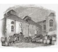 Una fabbrica di gas nell'Inghilterra del XIX secolo. In questo edificio ha avuto luogo la conversione del carbone in gas e coca cola. Dalla vecchia Inghilterra: un museo pittorico pubblicato nel 1847