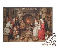 Una famiglia medievale seduta attorno al fuoco 1000pcs (75x50cm) - Puzzle Per Adulti Giocattolo Fai-da-te