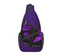 Una farfalla prugna viola Una farfalla prugna viola Borsa sul petto Zaino a tracolla diagonale Uomo Donna Viaggio con zaino multifunzionale per sport all'aria aperta