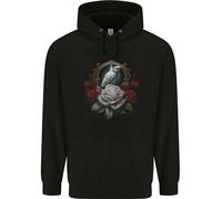 Una Felpa Uomo Con Un Uccello E Una Rosa Davanti A Uno Specchio Gotico