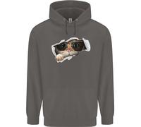 Una Felpa Uomo Divertente Con Un Gatto Che Spia Da Un Top Strappato